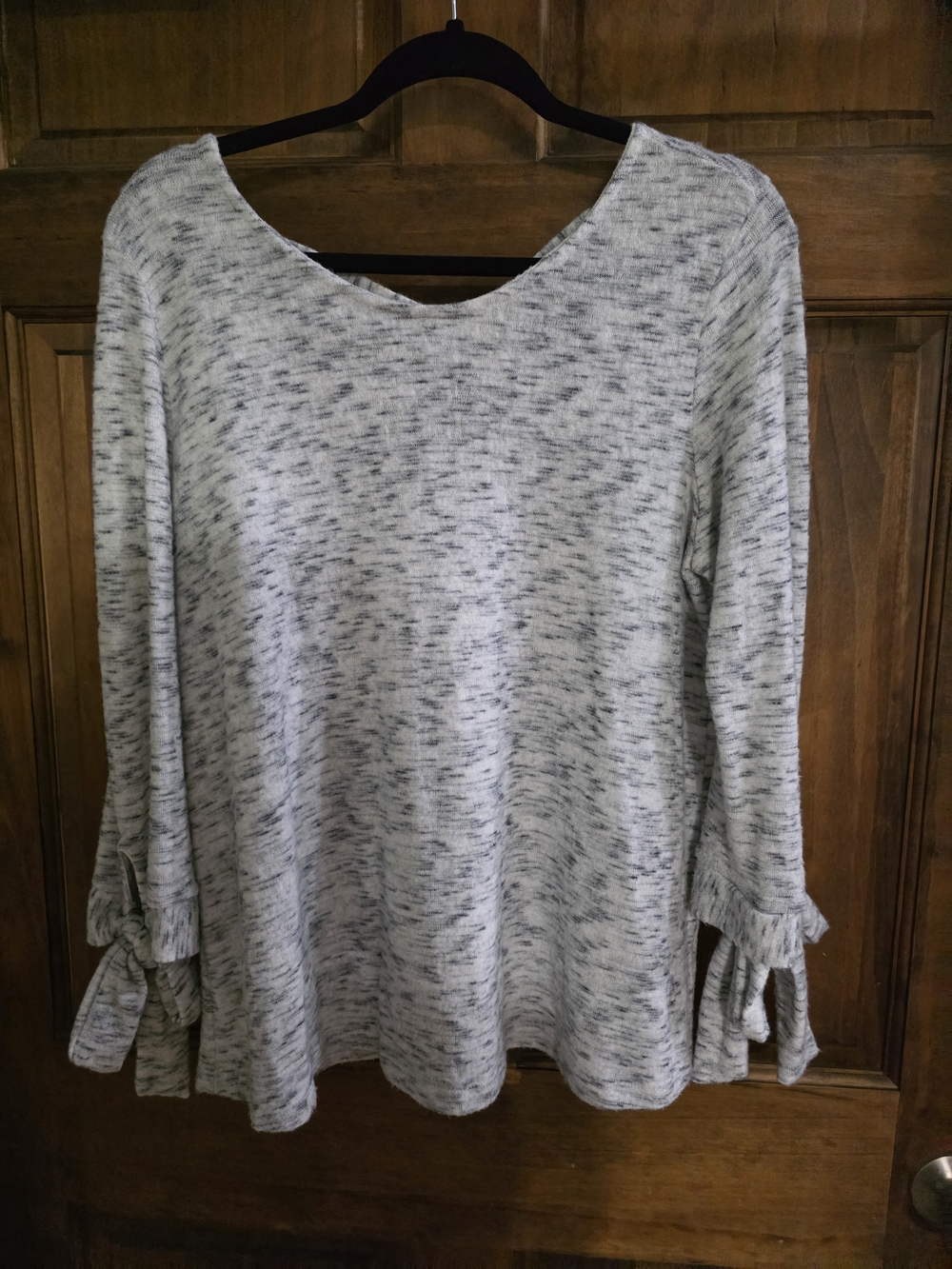 Light Gray Marled Tie-Sleeve Women's Top